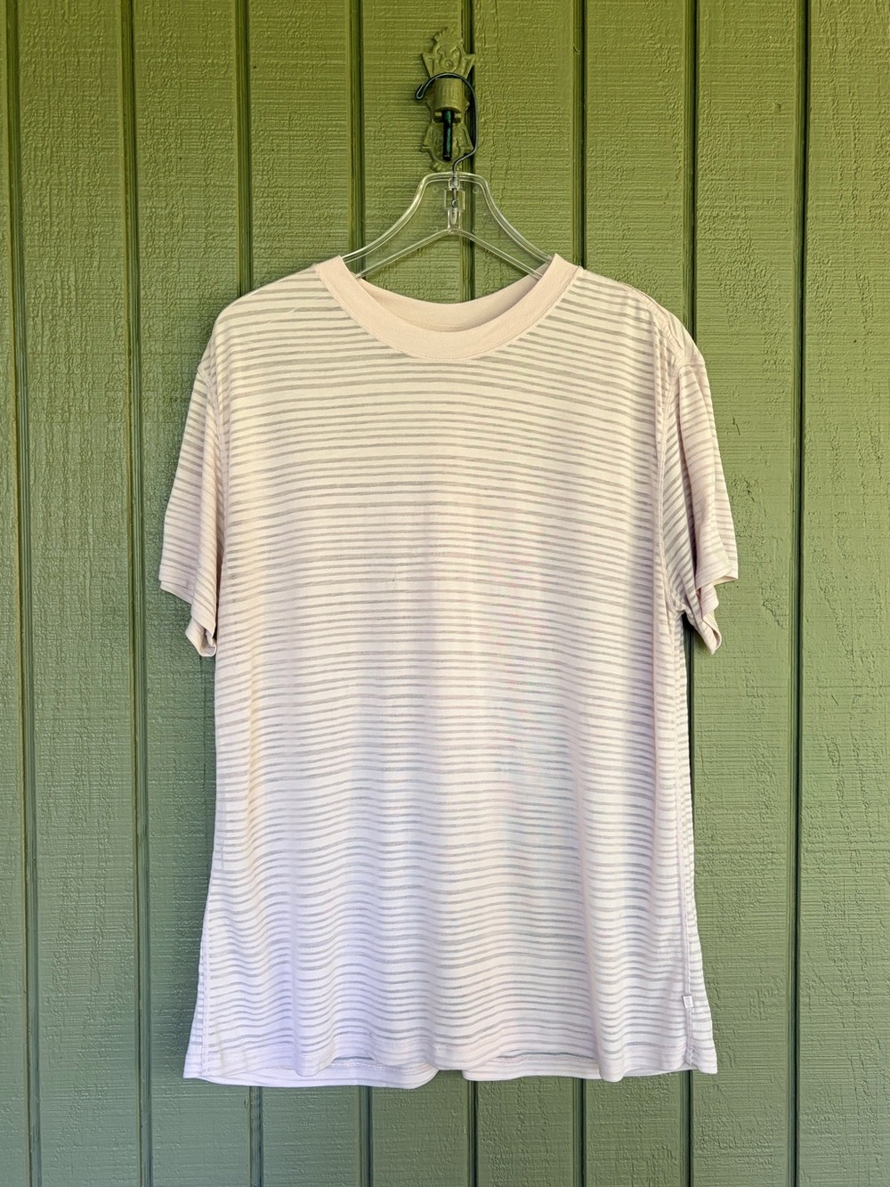 lululemon All Yours Boyfriend Tee *Stripe Misty Pink - Size 8 (21" PTP)